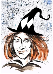 J K Rowling - karikatuur als heks